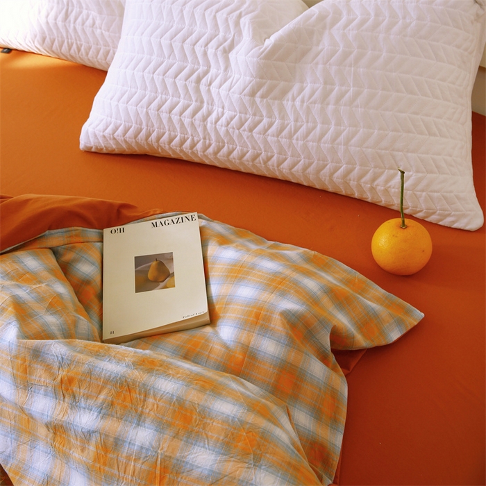 91家纺网 家纺一手货源 找家纺 春皖家纺 2026新款色织AB版水洗棉三件套四件套单品系列（单被套风格一） 素雅-沐夏