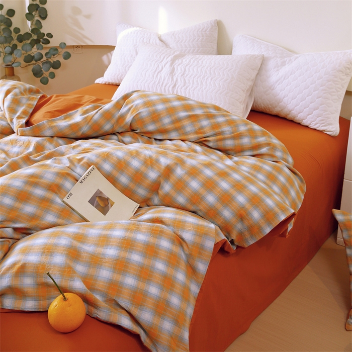 91家纺网 家纺一手货源 找家纺 春皖家纺 2026新款色织AB版水洗棉三件套四件套单品系列（单被套风格一） 素雅-沐夏