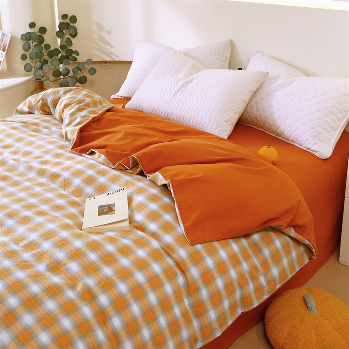 91家纺网 家纺一手货源 找家纺 春皖家纺 2026新款色织AB版水洗棉三件套四件套单品系列（单被套风格一） 素雅-沐夏