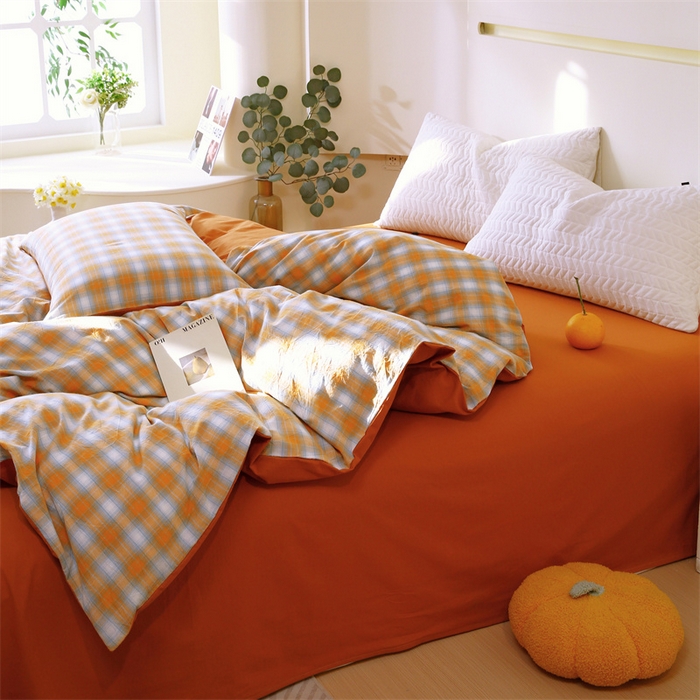 91家纺网 家纺一手货源 找家纺 春皖家纺 2026新款色织AB版水洗棉三件套四件套单品系列（单被套风格一） 素雅-沐夏