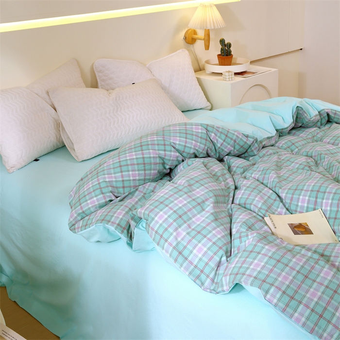 91家纺网 家纺一手货源 找家纺 春皖家纺 2026新款色织AB版水洗棉三件套四件套单品系列（单被套风格一） 素雅-情调