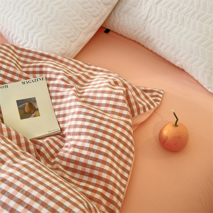 91家纺网 家纺一手货源 找家纺 春皖家纺 2026新款色织AB版水洗棉三件套四件套单品系列（单被套风格一） 素雅-玉格