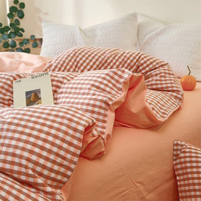 91家纺网 家纺一手货源 找家纺 春皖家纺 2026新款色织AB版水洗棉三件套四件套单品系列（单被套风格一） 素雅-玉格