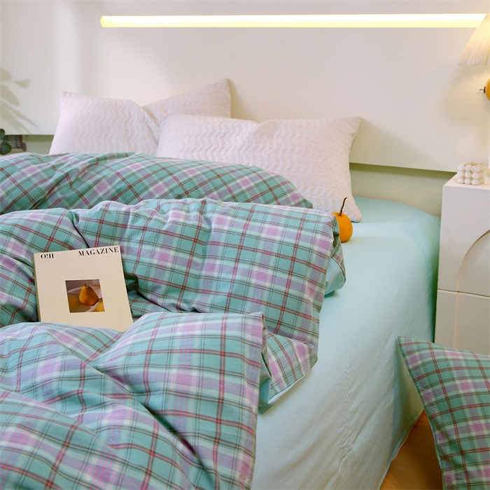 91家纺网 家纺一手货源 找家纺 春皖家纺 2026新款色织AB版水洗棉三件套四件套单品系列（单被套风格一） 素雅-情调