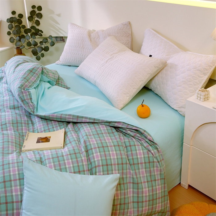 91家纺网 家纺一手货源 找家纺 春皖家纺 2026新款色织AB版水洗棉三件套四件套单品系列（单被套风格一） 素雅-情调