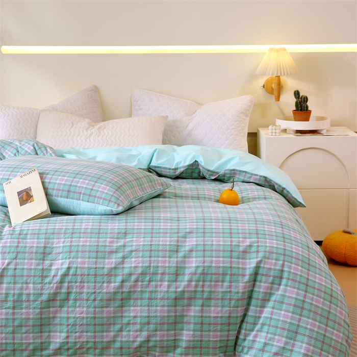 91家纺网 家纺一手货源 找家纺 春皖家纺 2026新款色织AB版水洗棉三件套四件套单品系列（单被套风格一） 素雅-情调