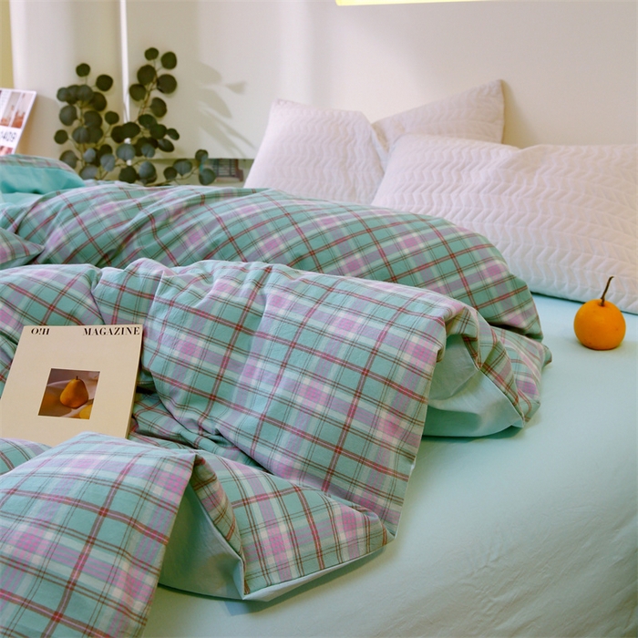 91家纺网 家纺一手货源 找家纺 春皖家纺 2026新款色织AB版水洗棉三件套四件套单品系列（单被套风格一） 素雅-情调