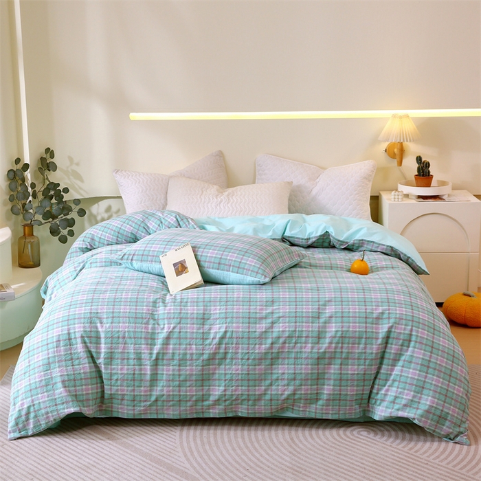 91家纺网 家纺一手货源 找家纺 春皖家纺 2026新款色织AB版水洗棉三件套四件套单品系列（单被套风格一） 素雅-情调