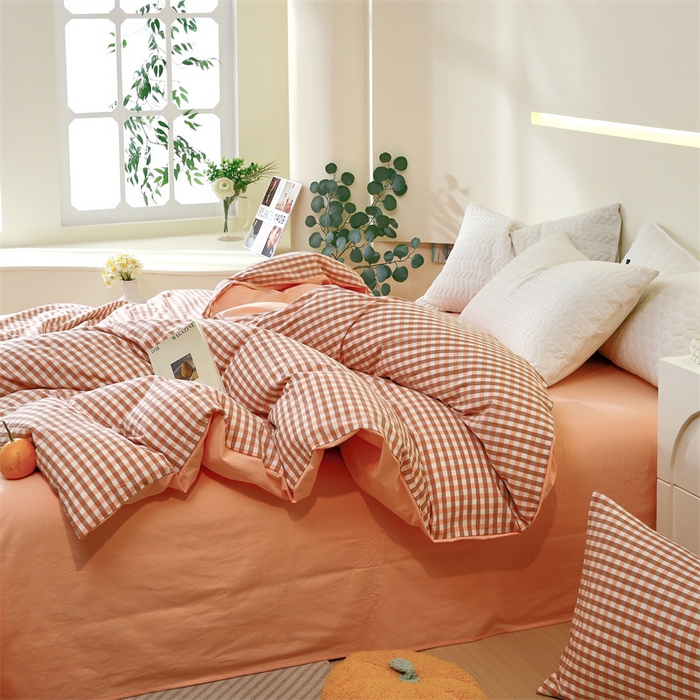 91家纺网 家纺一手货源 找家纺 春皖家纺 2026新款色织AB版水洗棉三件套四件套单品系列（单被套风格一） 素雅-玉格