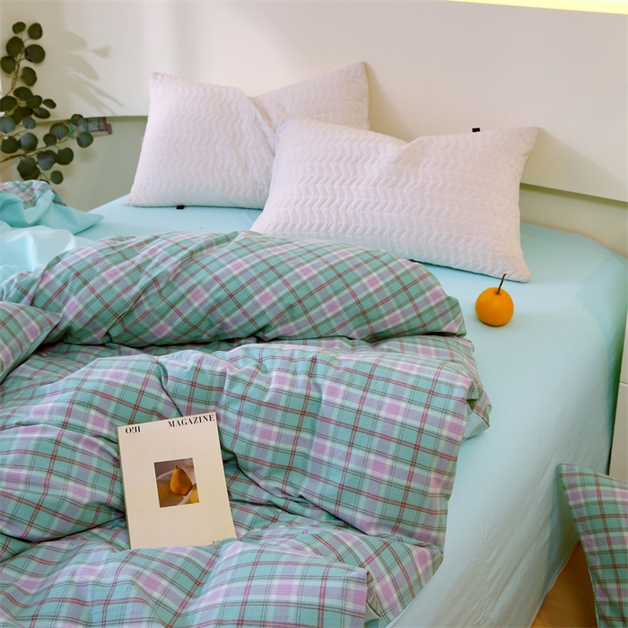 91家纺网 家纺一手货源 找家纺 春皖家纺 2026新款色织AB版水洗棉三件套四件套单品系列（单被套风格一） 素雅-情调