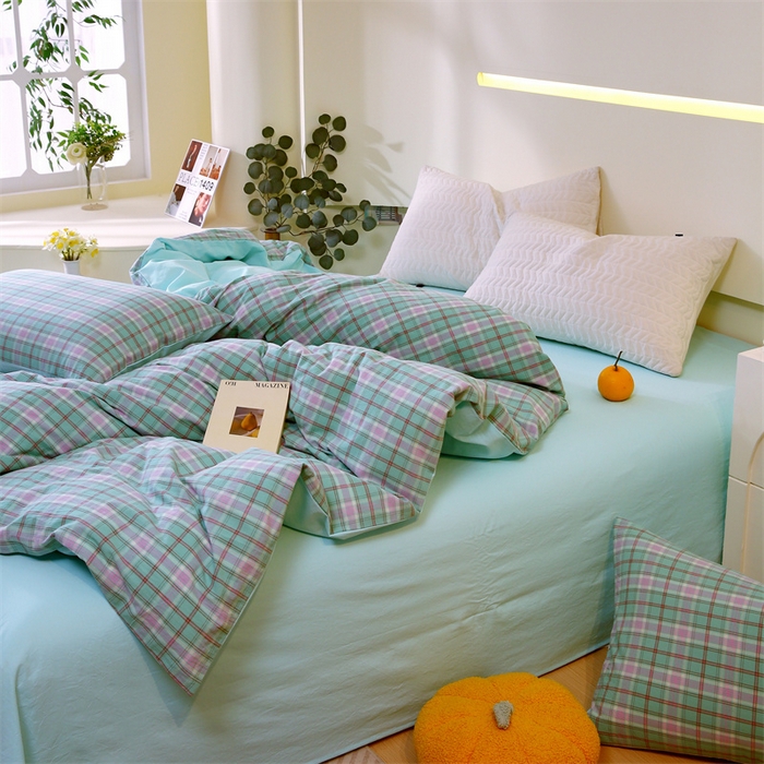 91家纺网 家纺一手货源 找家纺 春皖家纺 2026新款色织AB版水洗棉三件套四件套单品系列（单被套风格一） 素雅-情调