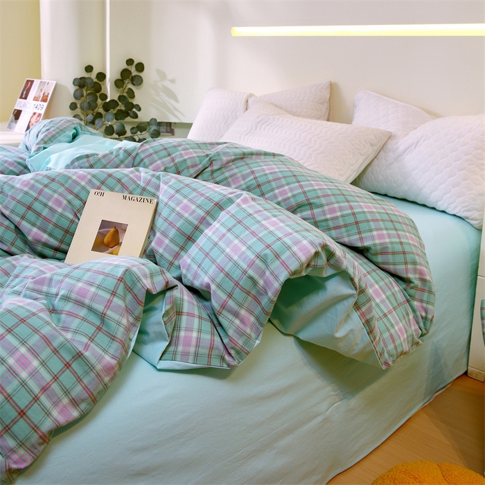 91家纺网 家纺一手货源 找家纺 春皖家纺 2026新款色织AB版水洗棉三件套四件套单品系列（单被套风格一） 素雅-情调