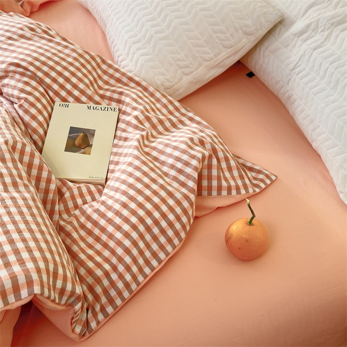 91家纺网 家纺一手货源 找家纺 春皖家纺 2026新款色织AB版水洗棉三件套四件套单品系列（单被套风格一） 素雅-玉格