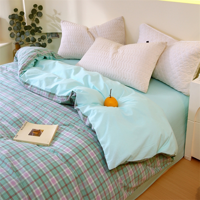 91家纺网 家纺一手货源 找家纺 春皖家纺 2026新款色织AB版水洗棉三件套四件套单品系列（单被套风格一） 素雅-情调