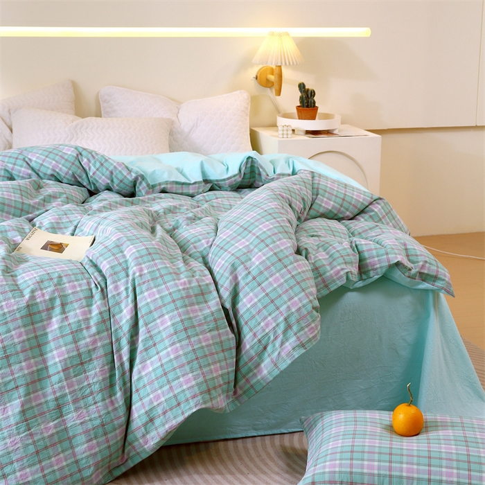 91家纺网 家纺一手货源 找家纺 春皖家纺 2026新款色织AB版水洗棉三件套四件套单品系列（单被套风格一） 素雅-情调