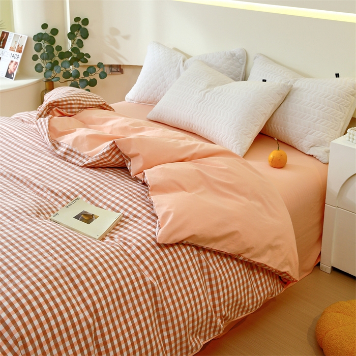 91家纺网 家纺一手货源 找家纺 春皖家纺 2026新款色织AB版水洗棉三件套四件套单品系列（单被套风格一） 素雅-玉格