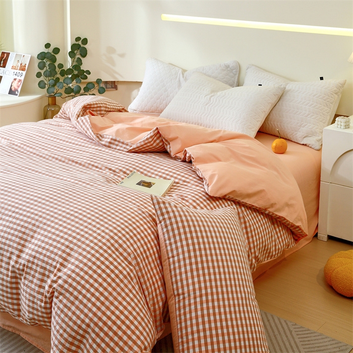 91家纺网 家纺一手货源 找家纺 春皖家纺 2026新款色织AB版水洗棉三件套四件套单品系列（单被套风格一） 素雅-玉格