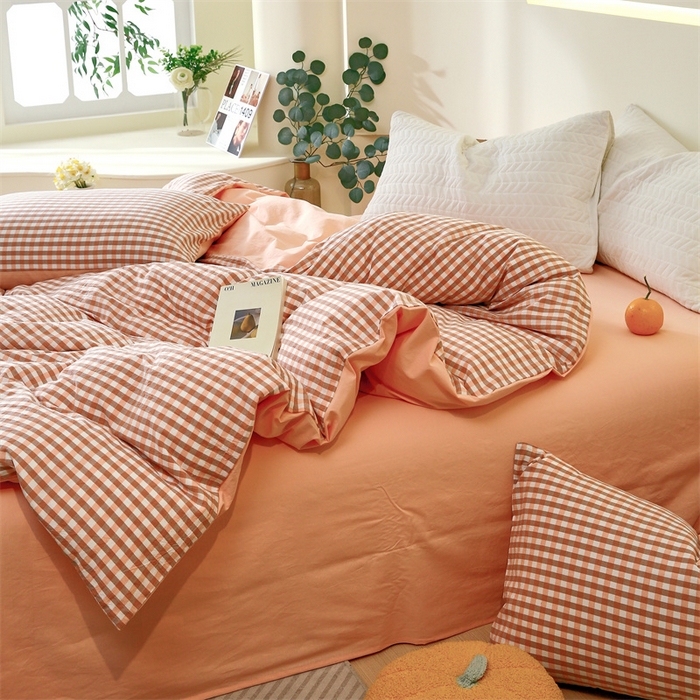 91家纺网 家纺一手货源 找家纺 春皖家纺 2026新款色织AB版水洗棉三件套四件套单品系列（单被套风格一） 素雅-玉格