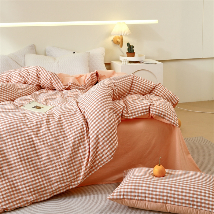 91家纺网 家纺一手货源 找家纺 春皖家纺 2026新款色织AB版水洗棉三件套四件套单品系列（单被套风格一） 素雅-玉格