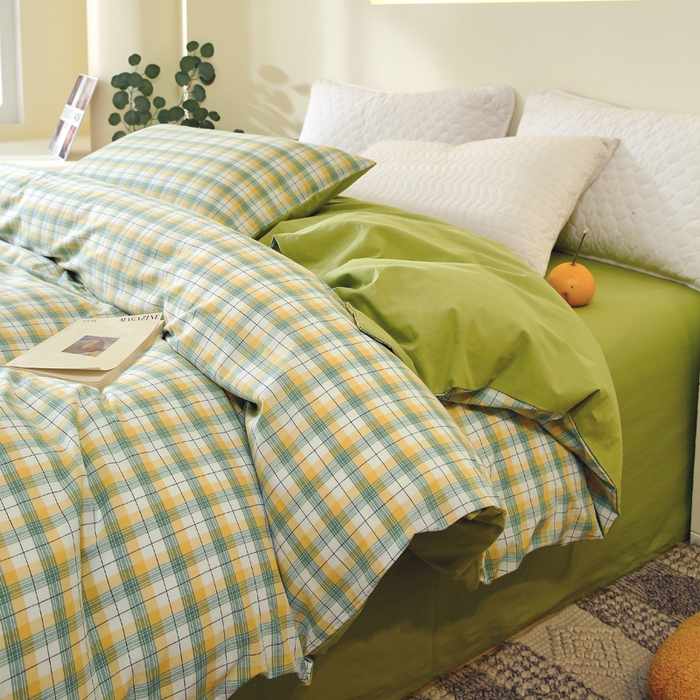 春皖家纺 2026新款色织AB版水洗棉三件套四件套单品系列（单被套风格一） 栗木-芒格