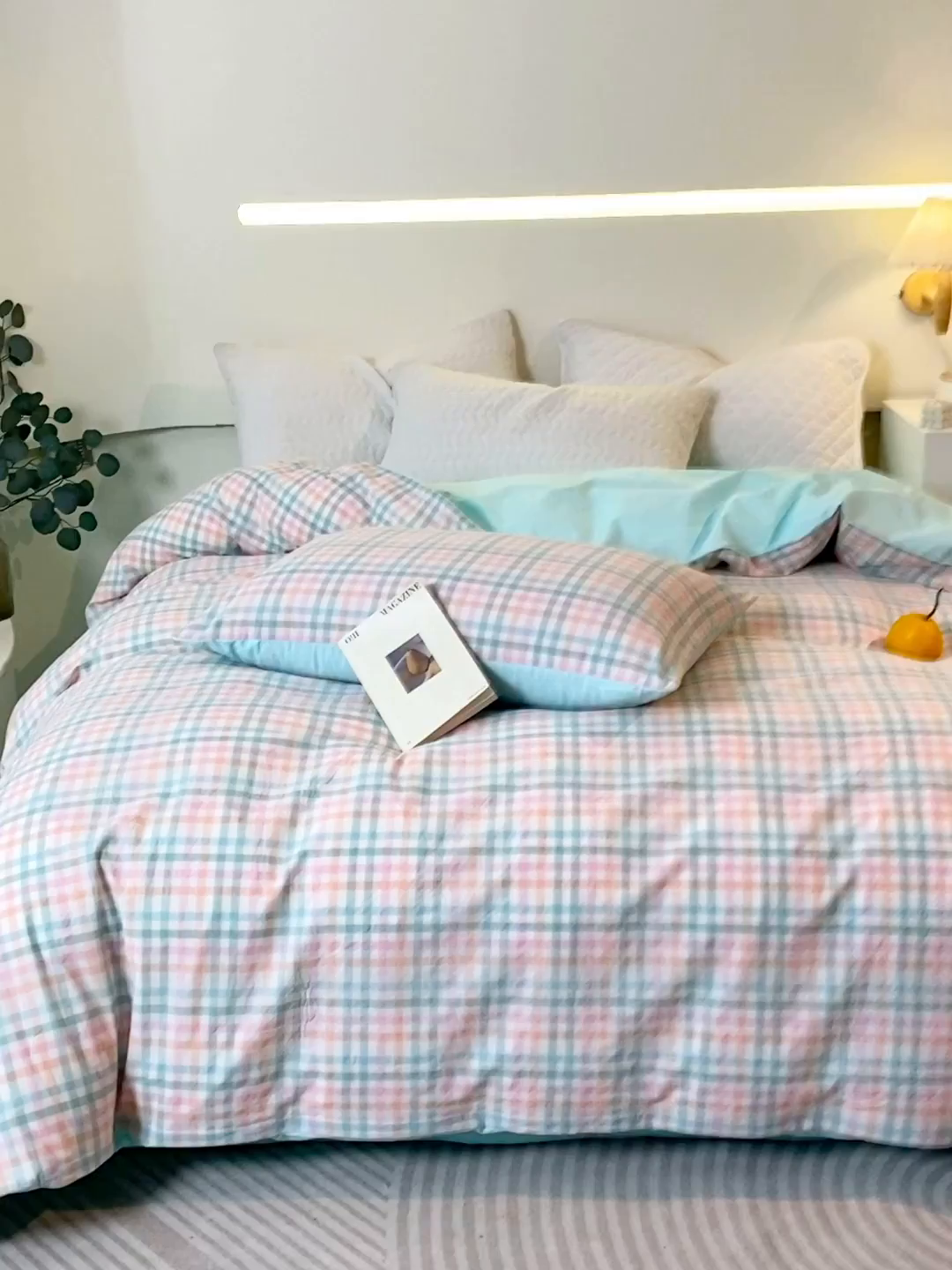 91家纺网 家纺一手货源 找家纺 春皖家纺 2026新款色织AB版水洗棉三件套四件套单品系列（单被套风格一） 翠竹-绿格