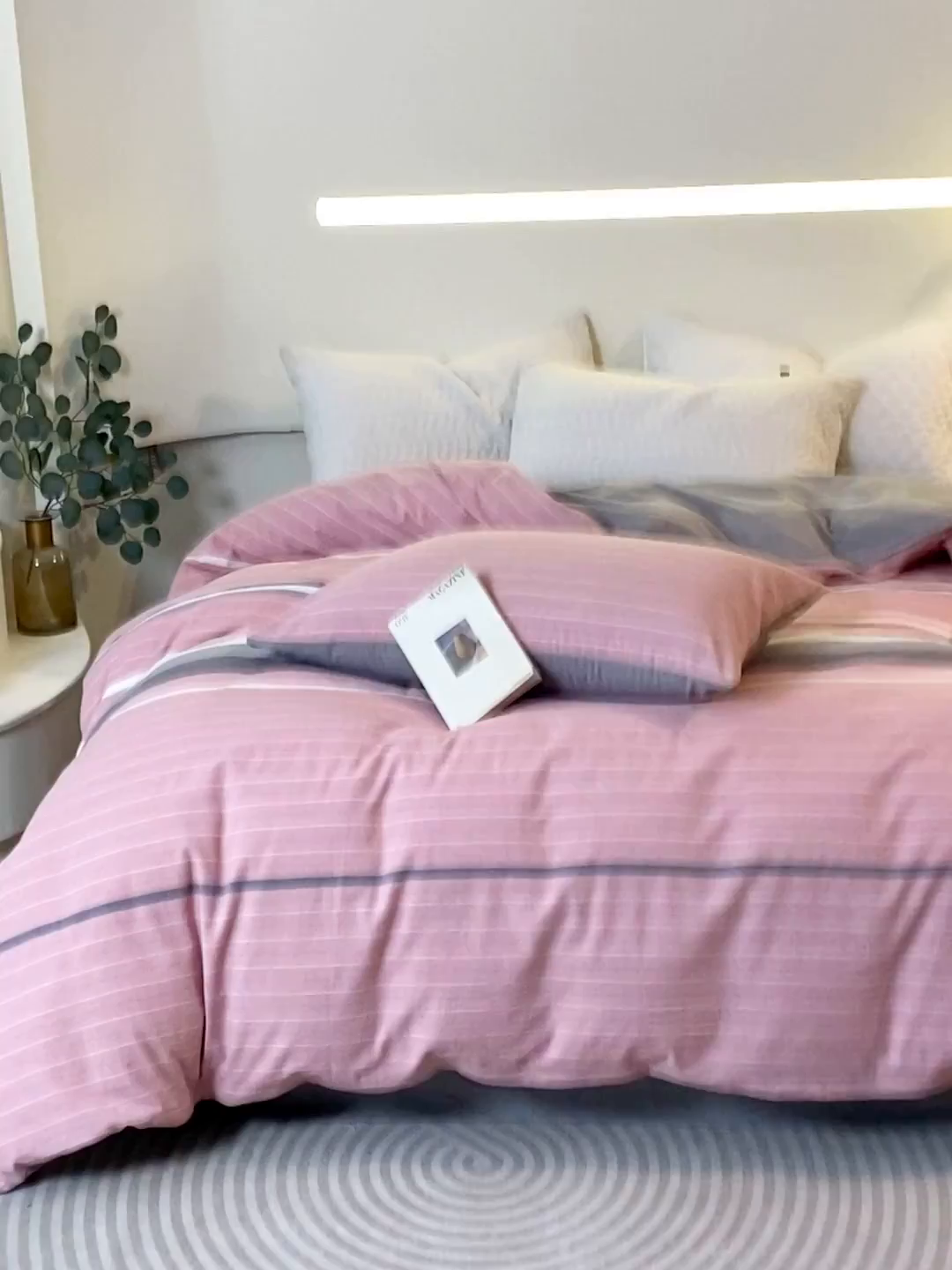 91家纺网 家纺一手货源 找家纺 春皖家纺 2026新款色织AB版水洗棉三件套四件套单品系列（单被套风格一） 素雅-蔻粉