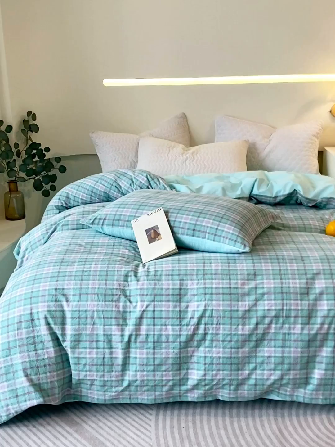 91家纺网 家纺一手货源 找家纺 春皖家纺 2026新款色织AB版水洗棉三件套四件套单品系列（单被套风格一） 素雅-情调