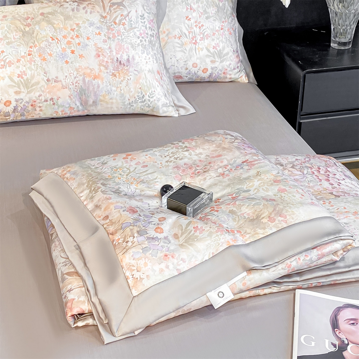 91家纺网 家纺一手货源 找家纺 笙意家纺 2026A类水洗冰丝数码印花宽边夏被四件套静娴