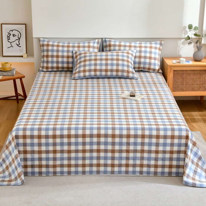 91家纺网 家纺一手货源 找家纺 （总）春皖家纺 2026新款色织AB版水洗棉三件套四件套单品系列（单床单-A版风格一）