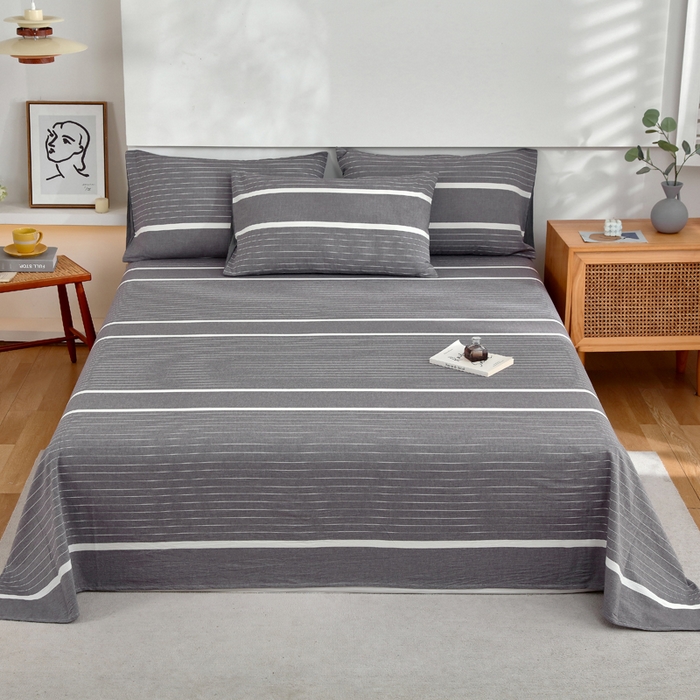 91家纺网 家纺一手货源 找家纺 （总）春皖家纺 2026新款色织AB版水洗棉三件套四件套单品系列（单床单-A版风格一）