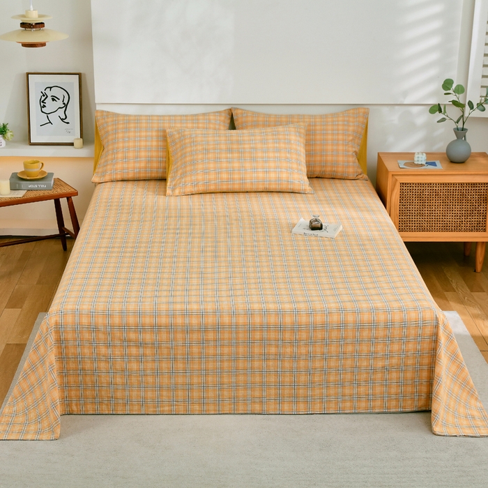 91家纺网 家纺一手货源 找家纺 （总）春皖家纺 2026新款色织AB版水洗棉三件套四件套单品系列（单床单-A版风格一）