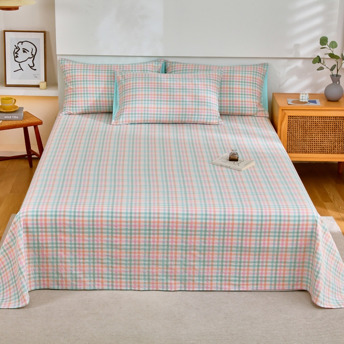 91家纺网 家纺一手货源 找家纺 （总）春皖家纺 2026新款色织AB版水洗棉三件套四件套单品系列（单床单-A版风格一）