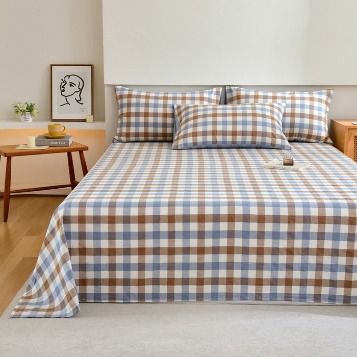 91家纺网 家纺一手货源 找家纺 （总）春皖家纺 2026新款色织AB版水洗棉三件套四件套单品系列（单床单-A版风格一）