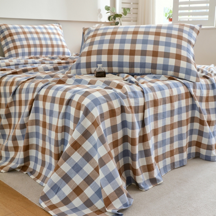 91家纺网 家纺一手货源 找家纺 （总）春皖家纺 2026新款色织AB版水洗棉三件套四件套单品系列（单床单-A版风格一）