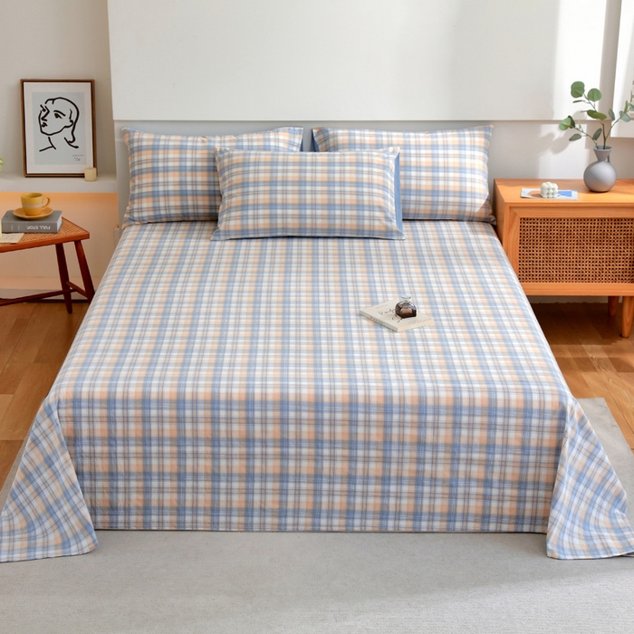 91家纺网 家纺一手货源 找家纺 （总）春皖家纺 2026新款色织AB版水洗棉三件套四件套单品系列（单床单-A版风格一）