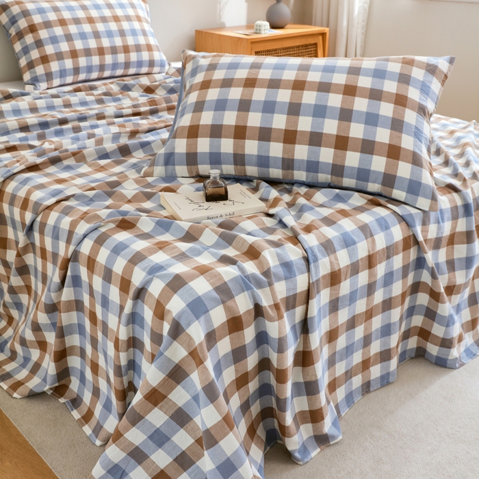 91家纺网 家纺一手货源 找家纺 （总）春皖家纺 2026新款色织AB版水洗棉三件套四件套单品系列（单床单-A版风格一）