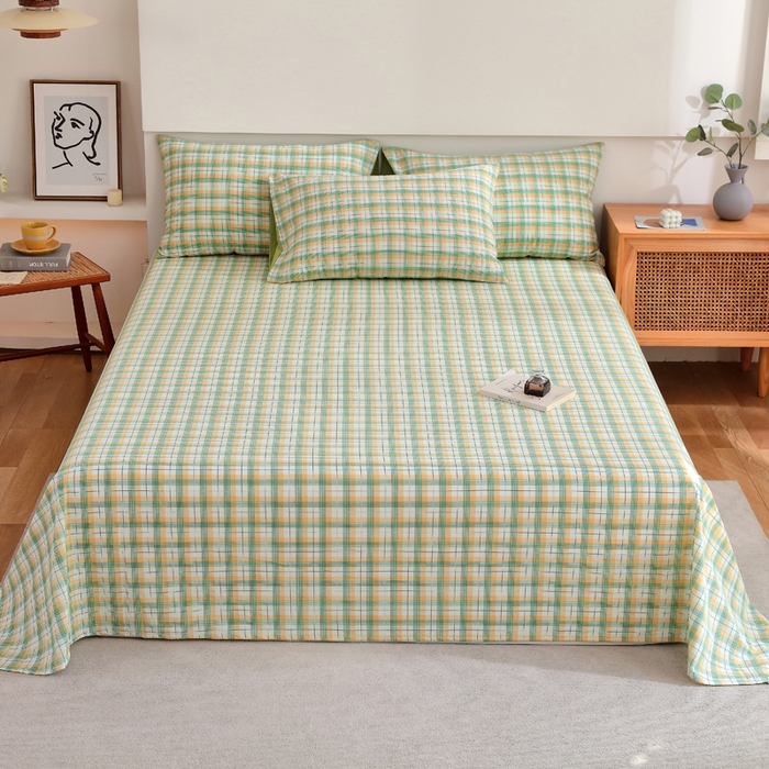 91家纺网 家纺一手货源 找家纺 （总）春皖家纺 2026新款色织AB版水洗棉三件套四件套单品系列（单床单-A版风格一）