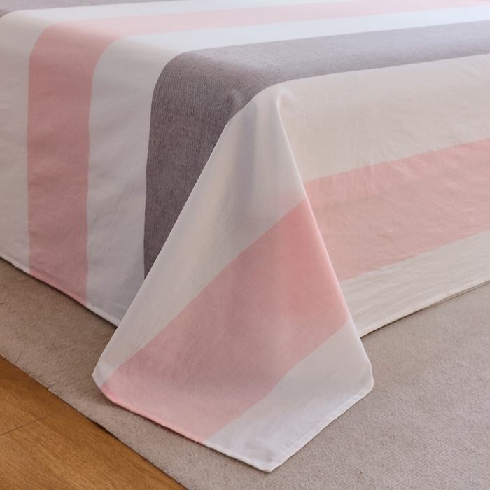 91家纺网 家纺一手货源 找家纺 春皖家纺 2026新款色织AB版水洗棉三件套四件套单品系列（单床单-A版风格一） 素雅-灰白条