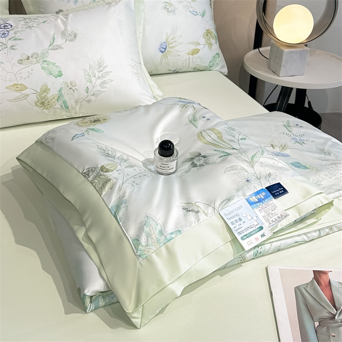 91家纺网 家纺一手货源 找家纺 笙意家纺 2026A类水洗冰丝数码印花宽边夏被四件套奈雪之春