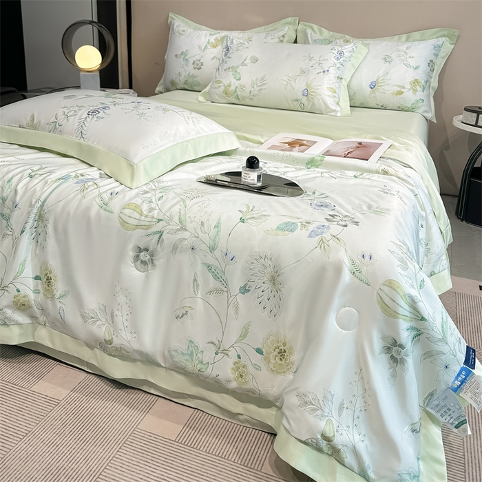 91家纺网 家纺一手货源 找家纺 笙意家纺 2026A类水洗冰丝数码印花宽边夏被四件套奈雪之春