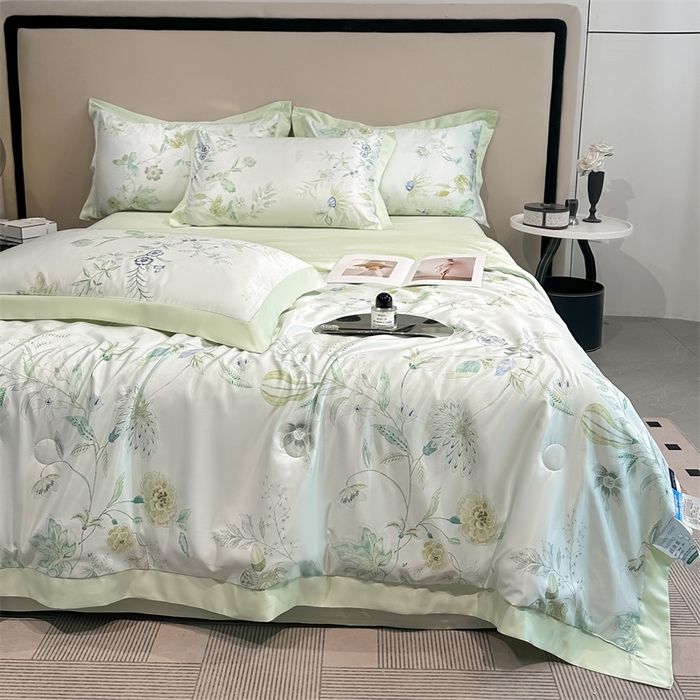 91家纺网 家纺一手货源 找家纺 笙意家纺 2026A类水洗冰丝数码印花宽边夏被四件套奈雪之春