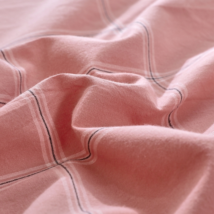 91家纺网 家纺一手货源 找家纺 春皖家纺 2026新款色织AB版水洗棉三件套四件套单品系列（单床单-A版风格一） 素雅-韵粉