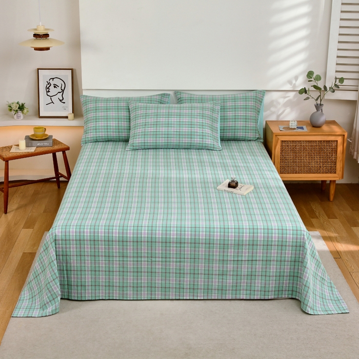 春皖家纺 2026新款色织AB版水洗棉三件套四件套单品系列（单床单-A版风格一） 素雅-情调