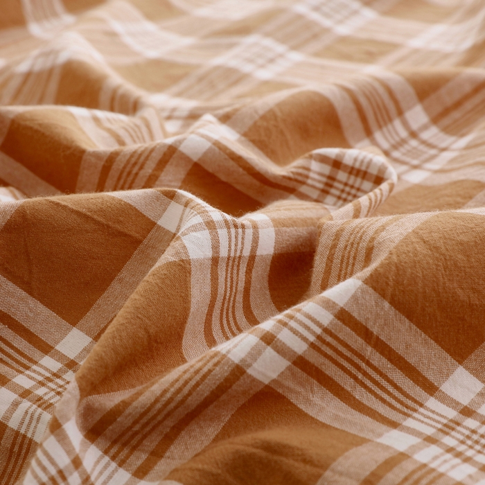 91家纺网 家纺一手货源 找家纺 春皖家纺 2026新款色织AB版水洗棉三件套四件套单品系列（单床单-A版风格一） 素雅-黄格