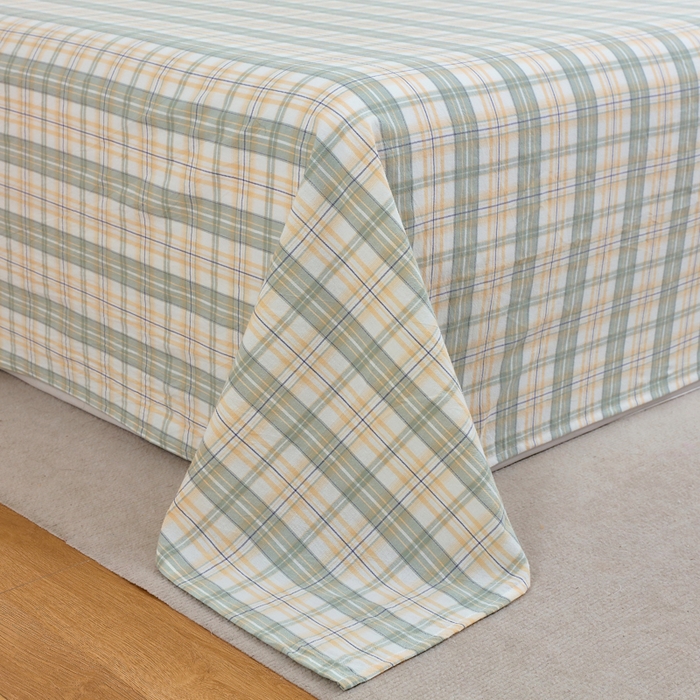 91家纺网 家纺一手货源 找家纺 春皖家纺 2026新款色织AB版水洗棉三件套四件套单品系列（单床单-A版风格一） 翠竹-果条