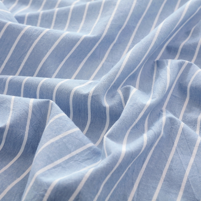 91家纺网 家纺一手货源 找家纺 春皖家纺 2026新款色织AB版水洗棉三件套四件套单品系列（单床单-A版风格一） 素雅-蓝条