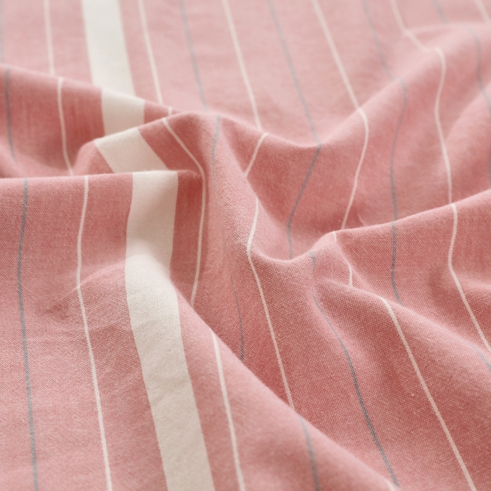 91家纺网 家纺一手货源 找家纺 春皖家纺 2026新款色织AB版水洗棉三件套四件套单品系列（单床单-A版风格一） 素雅-蔻粉