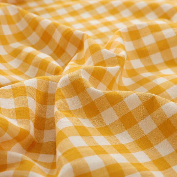 91家纺网 家纺一手货源 找家纺 春皖家纺 2026新款色织AB版水洗棉三件套四件套单品系列（单床单-A版风格一） 朱羽-黄格