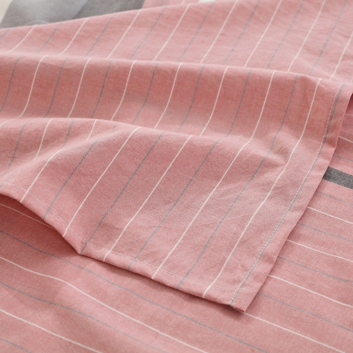 91家纺网 家纺一手货源 找家纺 春皖家纺 2026新款色织AB版水洗棉三件套四件套单品系列（单床单-A版风格一） 素雅-蔻粉