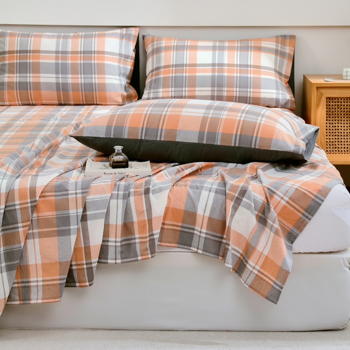 91家纺网 家纺一手货源 找家纺 春皖家纺 2026新款色织AB版水洗棉三件套四件套单品系列（单床单-A版风格一） 素雅-莱恩